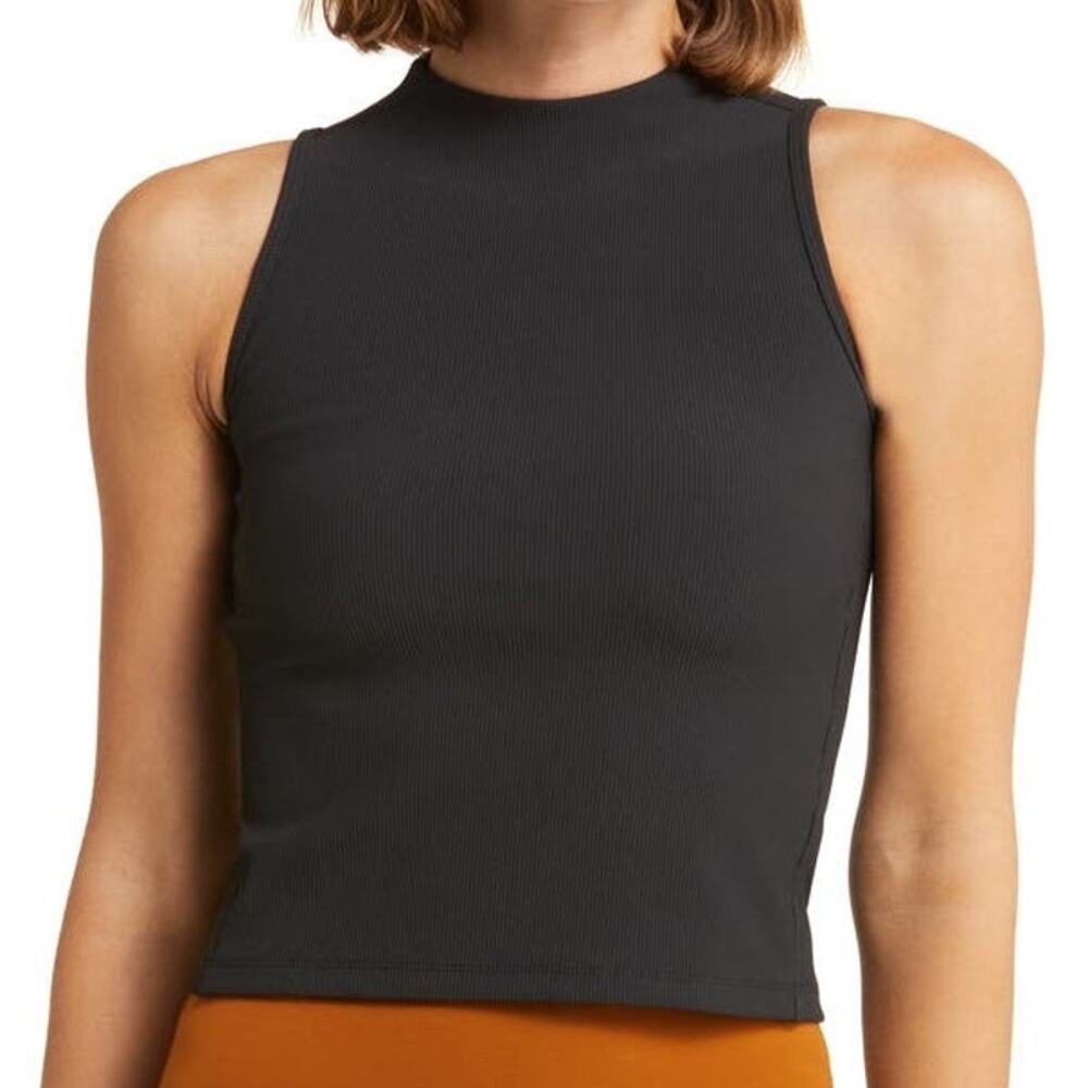 Spanx Women’s XS Contour Rib Mock Neck Crop Tank Top Sleeveless